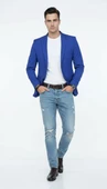 Erkek Slim Fit Blazer Ceket – Plus Scorpion Tek Düğmeli Spor & Klasik Kombin thumbnail 1