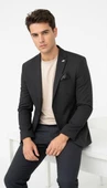 Erkek Siyah Blazer Ceket – İtalyan Kesim, Tek Düğmeli, Tek Yırtmaçlı Şık Klasik Model thumbnail 4