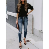 Lucky Life Kadın Kısa Kollu Pileli Balın Kol Bürümcük Bluz thumbnail 3