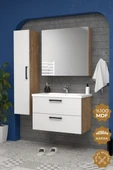 Teta Home Havana 80 cm MDF Gövde Membran Kapak Banyo Dolabı Seti + Boy Dolabı  Atlantik Çam-Beyaz thumbnail 1