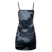 Lucky Life Kadın Ip Askılı Kamuflaj Baskılı Viskon Elbise thumbnail 4