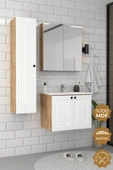 Teta Home Pekin 65 cm MDF Gövde Membran Kapak Banyo Dolabı Seti + Boy Dolabı  Atlantik Çam- Beyaz thumbnail 1