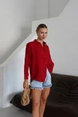 Tek cepli müslin gömlek bordo pt thumbnail 5