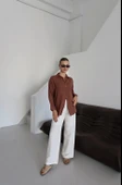 Tek cepli müslin gömlek kahve pt thumbnail 7