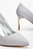 Kadın Gümüş Saten Sivri Burun İnce Topuklu Stiletto thumbnail 3