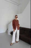 Tek cepli müslin gömlek kahve pt thumbnail 3