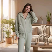 BİÇOMİ 3 iplik şardonlu kapşonlu hoodie frm mint p510437 thumbnail 2