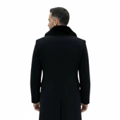 Plus Scorpion Erkek Uzun Kaşe Kaban – Çıkartılabilir Kürk Yaka, Astarlı ve Cepli Slim Fit Mont (Bej, Gri, Siyah, Taba) thumbnail 4