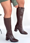 Morena Acı Kahve Cilt Topuklu Çizme thumbnail 3
