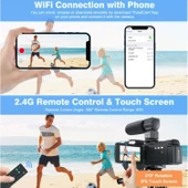 Ozmik 4K Video kamera 48MP UHD WiFi YouTube 16X Dijital Zoom-Çift bataryalı 32GB SD Kart Hediye thumbnail 3