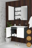 Teta Home Torino 65 cm MDF Gövde Membran Kapak Banyo Dolabı Seti  Antrasit-Beyaz thumbnail 2