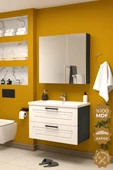 Teta Home Floransa 80 cm MDF Gövde Membran Kapak Banyo Dolabı Seti  Antrasit-Beyaz thumbnail 1