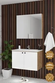 Teta Home Torino 80 cm MDF Gövde Membran Kapak Banyo Dolabı Seti  Atlantik Çam- Beyaz thumbnail 1
