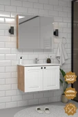 Teta Home Pekin 80 cm MDF Gövde Membran Kapak Banyo Dolabı Seti  Atlantik Çam- Beyaz thumbnail 1