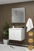 Teta Home Astana 65 cm MDF Gövde Membran Kapak Banyo Dolabı Seti  Beyaz thumbnail 1