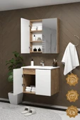 Teta Home Astana 65 cm MDF Gövde Membran Kapak Banyo Dolabı Seti  Atlantik Çam-Beyaz thumbnail 2