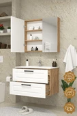 Teta Home Savora 80 cm MDF Gövde Membran Kapak Banyo Dolabı Seti  Atlantik Çam-Beyaz thumbnail 2