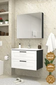 Teta Home Savora 65 cm MDF Gövde Membran Kapak Banyo Dolabı Seti  Antrasit-Beyaz thumbnail 1