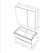 Teta Home Kopenhag 80 cm MDF Gövde Membran Kapak Banyo Dolabı Seti  Antrasit-Beyaz thumbnail 5