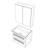 Teta Home Floransa 65 cm MDF Gövde Membran Kapak Banyo Dolabı Seti  Beyaz thumbnail 7