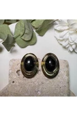 nesdesign Siyah Oval Gold Detay Küpe thumbnail 1