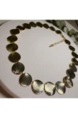 nesdesign Altın Kaplama Yuvarlak Dövmeli Gold Plaka Kolye (37+5 cm) thumbnail 2