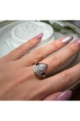 nesdesign Taşlarla Bezelenmiş Damla Model Üzeri Siyah Mineli Ayarlanabilir Yüzük thumbnail 3