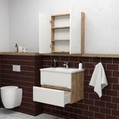 Teta Home Kopenhag 65 cm MDF Gövde Membran Kapak Banyo Dolabı Seti  Atlantik Çam-Beyaz thumbnail 2