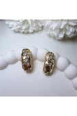 nesdesign Gold Taşlı Oval Kabuk Desenli Küpe thumbnail 2