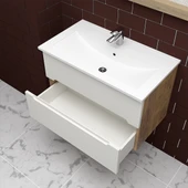Teta Home Kopenhag 80 cm MDF Gövde Membran Kapak Banyo Dolabı Seti  Atlantik Çam-Beyaz thumbnail 3
