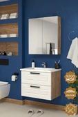Teta Home Floransa 65 cm MDF Gövde Membran Kapak Banyo Dolabı Seti  Atlantik Çam- Beyaz thumbnail 1