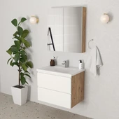 Teta Home Granada 65 cm MDF Gövde Membran Kapak Banyo Dolabı Seti  Atlantik Çam- Beyaz thumbnail 1