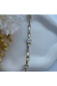nesdesign 14K Özel Seri Kare Taşlı İnce Zarif Bileklik (17+2 cm) thumbnail 2