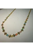 nesdesign Renkli Gold Top Detaylı Zincir Kolye (54+5 cm) thumbnail 2