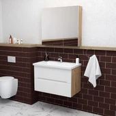 Teta Home Kopenhag 80 cm MDF Gövde Membran Kapak Banyo Dolabı Seti  Atlantik Çam-Beyaz thumbnail 1