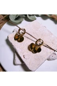 nesdesign Çelik Yuvarlak Plaka Sallantılı Gold Küpe thumbnail 2