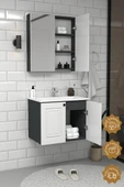 Teta Home Pekin 65 cm MDF Gövde Membran Kapak Banyo Dolabı Seti  Antrasit-Beyaz thumbnail 3