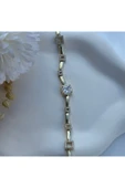 nesdesign 14K Özel Seri Kare Taşlı İnce Zarif Bileklik (17+2 cm) thumbnail 1
