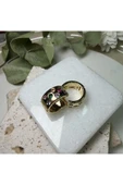 nesdesign Altın Kaplama Gömülü Renkli Taşlı Gold Halka Küpe thumbnail 1