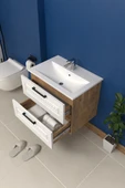 Teta Home Floransa 65 cm MDF Gövde Membran Kapak Banyo Dolabı Seti  Atlantik Çam- Beyaz thumbnail 3