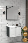 Teta Home Pekin 65 cm MDF Gövde Membran Kapak Banyo Dolabı Seti  Antrasit-Beyaz thumbnail 2