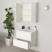 Teta Home Granada 65 cm MDF Gövde Membran Kapak Banyo Dolabı Seti  Beyaz thumbnail 2