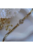 nesdesign 14K Özel Seri Taşlı Kalp Figürlü Zincir Bileklik (17+2 cm) thumbnail 1
