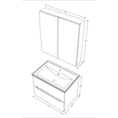 Teta Home Kopenhag 65 cm MDF Gövde Membran Kapak Banyo Dolabı Seti  Beyaz thumbnail 5