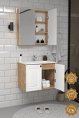 Teta Home Pekin 65 cm MDF Gövde Membran Kapak Banyo Dolabı Seti  Atlantik Çam- Beyaz thumbnail 2
