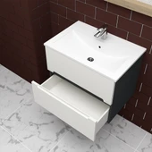 Teta Home Kopenhag 65 cm MDF Gövde Membran Kapak Banyo Dolabı Seti  Antrasit-Beyaz thumbnail 3