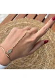 nesdesign Altın Kaplama Beyaz Taşlı Fatma Ana Eli Kelepçe Şahmeran thumbnail 1