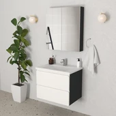 Teta Home Granada 65 cm MDF Gövde Membran Kapak Banyo Dolabı Seti  Antrasit-Beyaz thumbnail 1