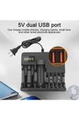 Coverzone 7 Yuvalı Akıllı Pil Şarj Cihazı – LCD Ekranlı, 18650/AA/AAA/9V Hızlı Şarj Destekli | AL-7988A thumbnail 3