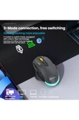 Coverzone W601 Tri-Mode Gaming Mouse – 12800 DPI, RGB, BT + 2.4GHz + Kablolu, Type-C Şarjlı Oyuncu Mouse thumbnail 4